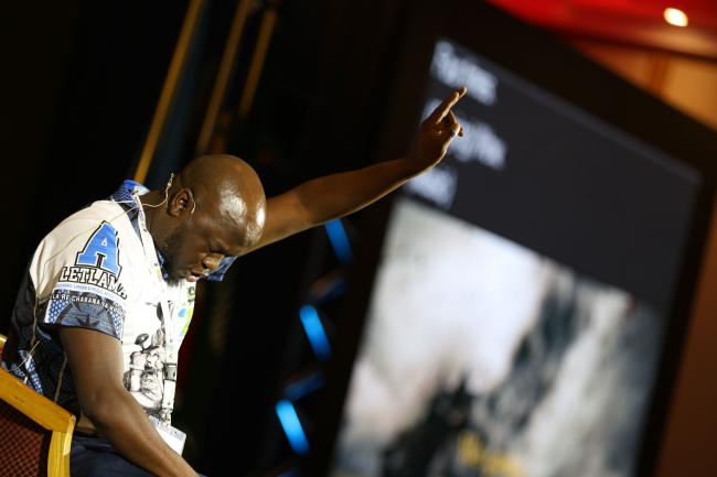 Lesotho musician Dunamis Retz Molefe performs a song 'Going Higher' to welcome delegates to plenary