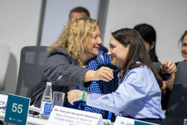Dianna Kopansky, UNEP, and Kamala Huseynli-Abishova, Water for Climate Action focal point, COP 29 Presidency