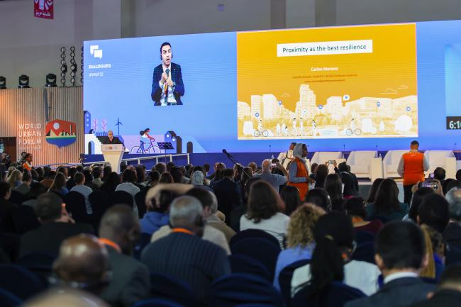 A view of the room during Carlo Moreno's speech 
