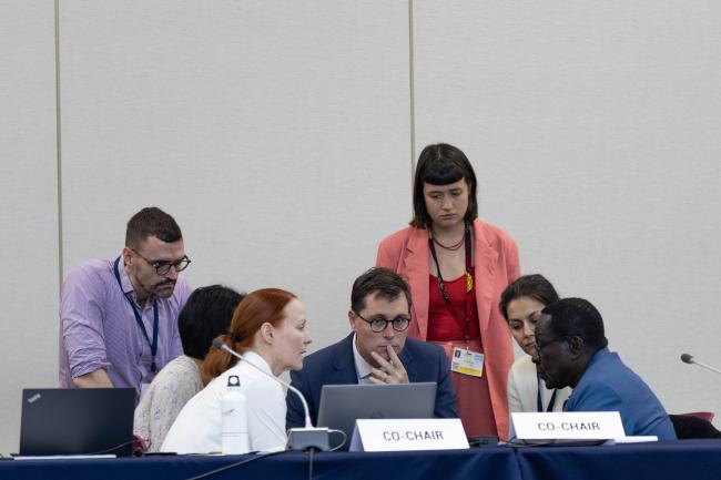 The Contact Group 4 Co-Chairs consult with the INC Secretariat