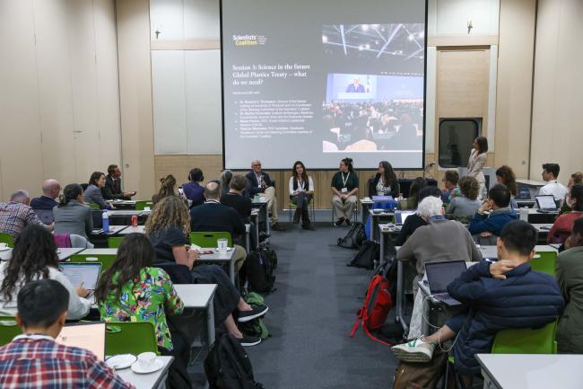 A side event is held by the Scientists' Coalition for an Effective Plastics Treaty to discuss the role of science in the treaty