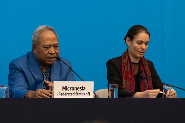 Andrew Yatilman, Minister of Environment, Federated States of Micronesia, and Olga Givernet, Minister of Energy, France 