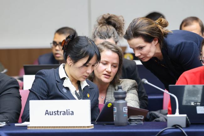 Delegates consult informally throughout the day