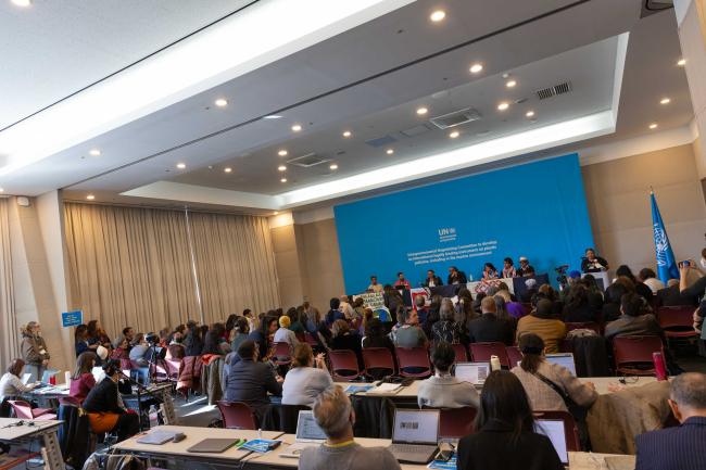 The International Indigenous Peoples' Forum on Plastics hold a press conference to 'gather in unity and ceremony' to have their voices heard about the disproportionate impact of plastic pollution on lives, communities, and ecosystems.