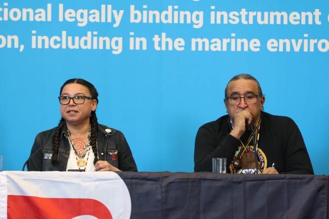Tori Cress, Beausoleil First Nation in Williams Treaty Territory, Society of Native Nations, and Juan Mancias, Carrizo/Comecrudo Nation of Texas, Society of Native Nations, and Co-Chair of the International Indigenous Peoples Forum on Plastics