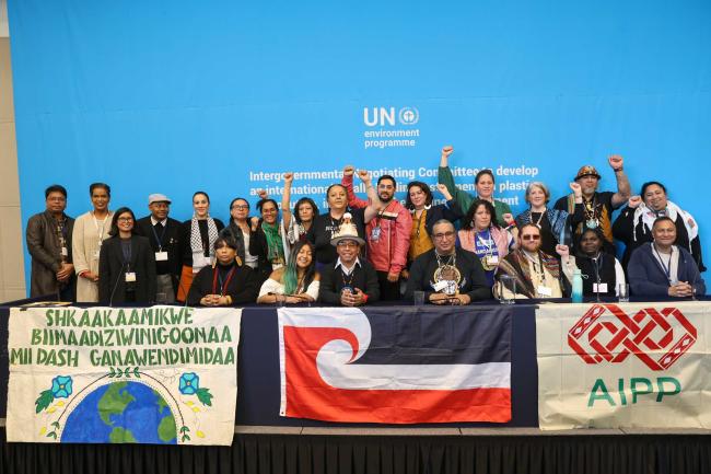 Family photo of the International Indigenous Peoples' Forum on Plastics