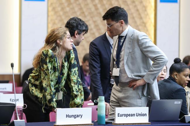 Delegates consult