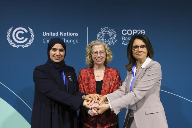 Amna bint Abdullah Al Dahak, Minister of Climate Change and Environment, United Arab Emirates, Inger Andersen, Under-Secretary-General, UN, and Executive Director, UNEP, and Ana Toni, Vice-Minister, Ministry of Environment and Climate Change, Brazil 