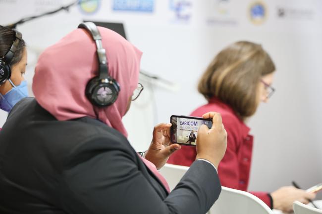 A participant taking a picture