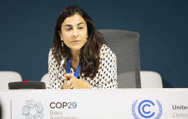 Jamila El Mir, Senior Advisor to the UN Climate Change High-Level Champion Razan Al Mubarak, COP28 - Towards a locally efficient mechanism - 18 Nov 2024