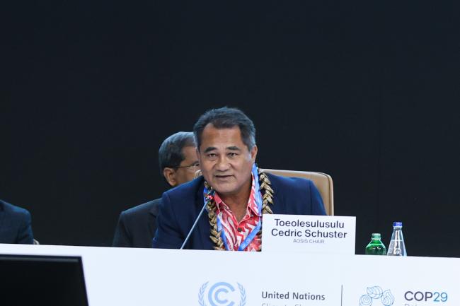 Cedric Schuster, Minister of Natural Resources and Environment of Samoa, and AOSIS Chair