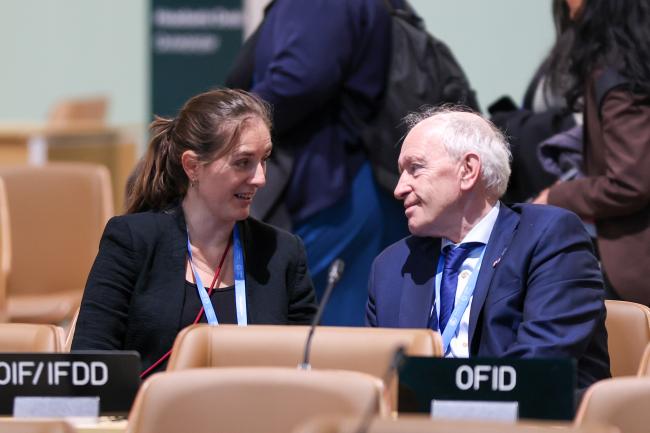 Jennifer Bansard, ENB, with SBSTA Chair Harry Vreuls, the Netherlands