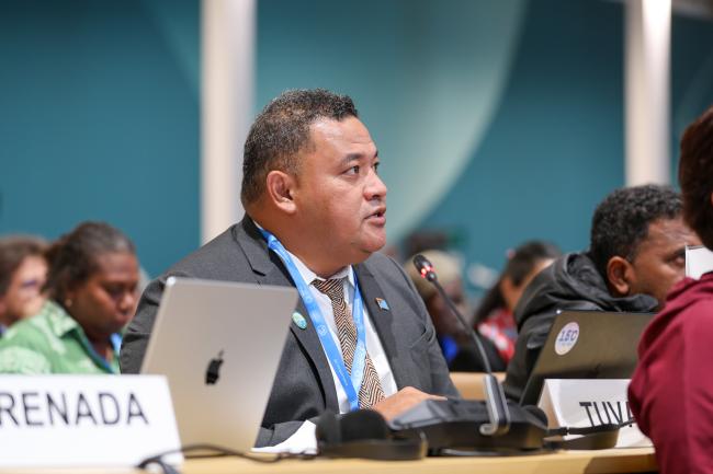 Maina Vakafua Talia,  Minister of Home Affairs, Climate Change and Environment, Tuvalu