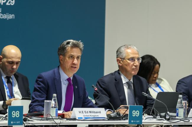 Edward Miliband, Secretary of State for Energy Security and Net Zero, UK, and COP 29 President Mukhtar Babayev