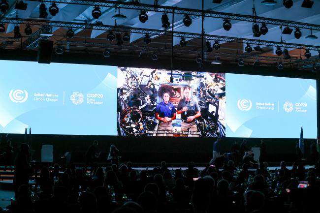 NASA astronauts Sunita Williams and Nick Hague via video link from the International Space Station