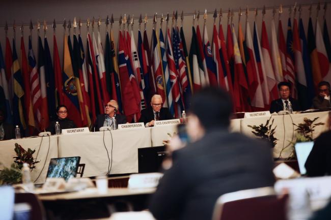 The dais during the CRF session