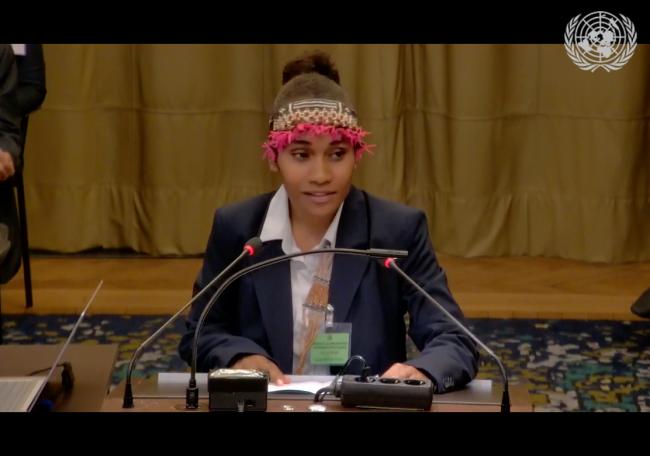 Cynthia Houniuhi, President, Pacific Island Students Fighting Climate Change - International Court of Justice Hearings - 2Dec2024 - Photo