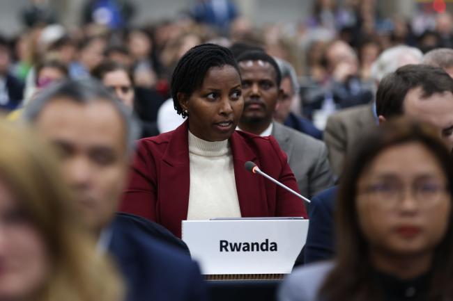 Juliet Kabera, Rwanda, speaking on behalf of 85 countries