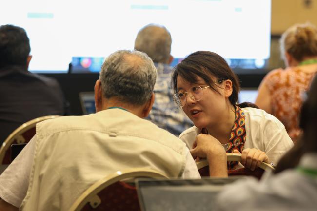 Delegates from Egypt and China consult