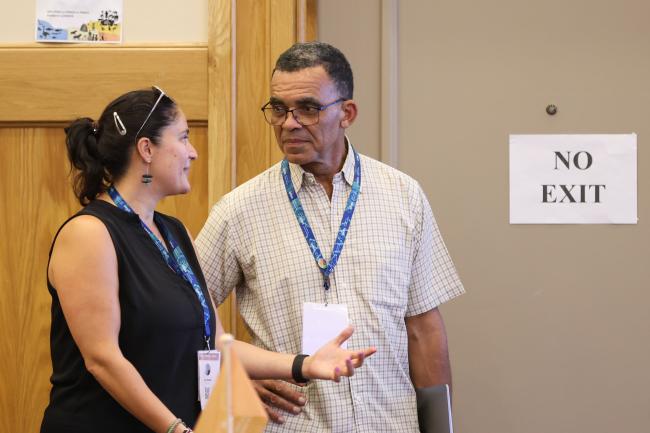 Laura Perreira, University of Witswatersrand, South Africa, speaks with David Obura, IPBES Chair