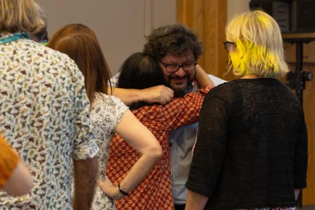 Authors hug