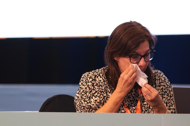 There is an emotional response from the Nexus Assessment Co-Chairs after many authors have to leave the meeting as negotiations continue to go late