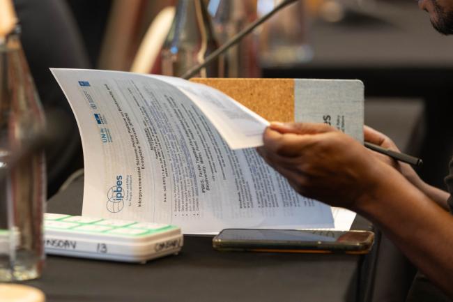 A participant reads the media release