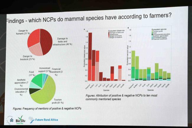 A slide highlights research being done that explores the interface between people and animals