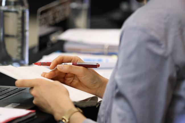 Pen and hands