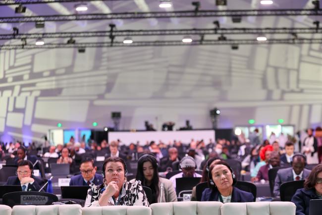 Delegates listen to the deliberations 