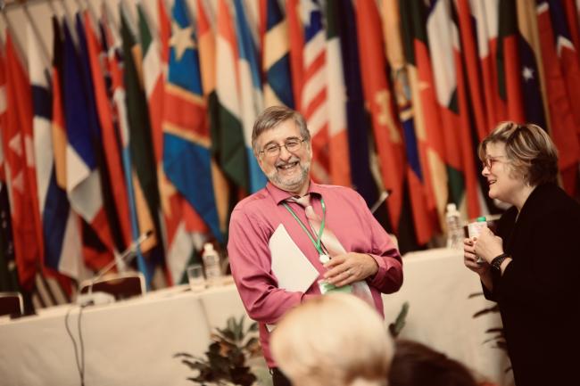 Delegates in informal conversation