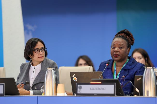COP 16 President Susana Muhamad, Colombia, and Inonge Kwenda Mweene, CBD Secretariat