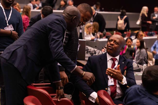 Daniel Manga, Senegal and Anicet Ngomin speaking after the morning session - CITES_SC78_8feb2025-photo