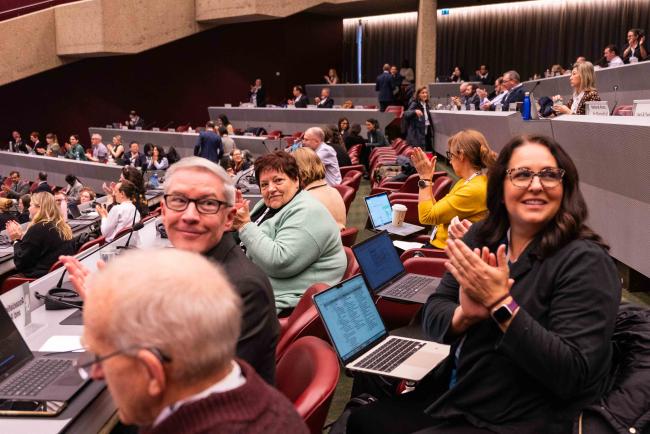 Participants celebrate Jacques Berney - CITES_SC78_7feb2025-photo