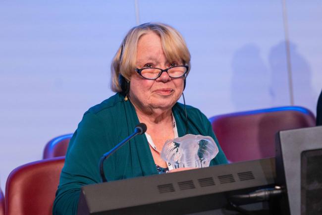 Rosemarie Gnam, SC78 Chair, touched by the standing ovation she received at the end of the meeting - CITES_SC78_8feb2025-photo