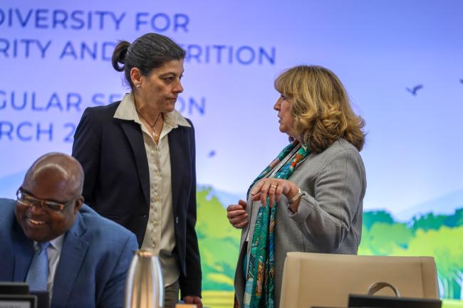 CGRFA Secretary Manoela Pessoa De Miranda, with CBD Executive Secretary Astrid Schomaker