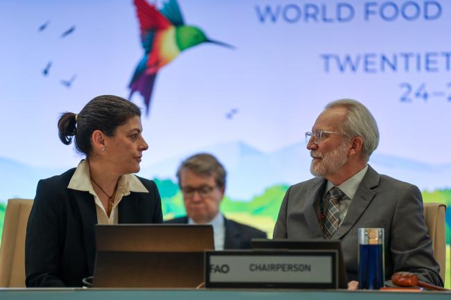 CGRFA Secretary Manoela Pessoa De Miranda, and CGRFA 20 Chair Benoit Girard, Canada
