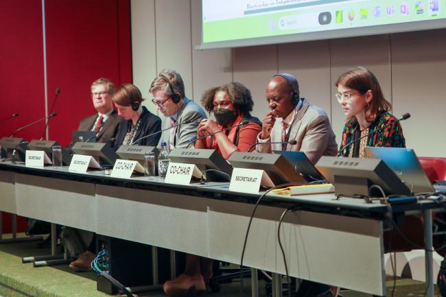 View of the dais during a Contact Group on financial resources