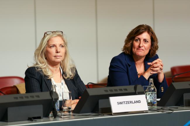 Nathalie Fontanet, President of the State Council of Geneva, and Beth Bechdol, Deputy Director-General, UN Food and Agriculture Organization (FAO)