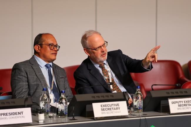Rolph Payet, Executive Secretary, Basel, Rotterdam and Stockholm (BRS) Conventions, and David Ogden, Deputy Executive Secretary, BRS Conventions