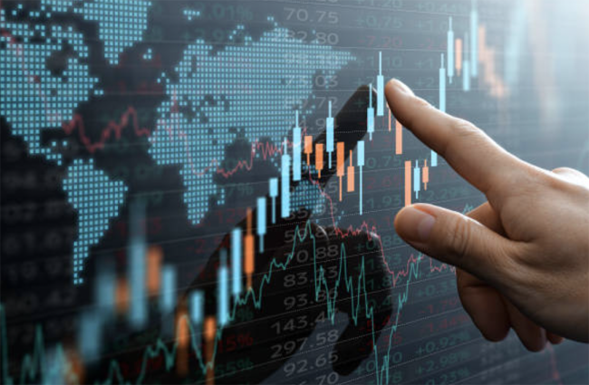 Candlestick chart and data of world financial market
