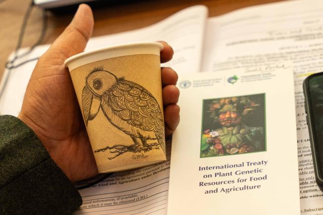 Sunil drawing of a bird - ITPGRFA_OEWG13_2april2025-photo