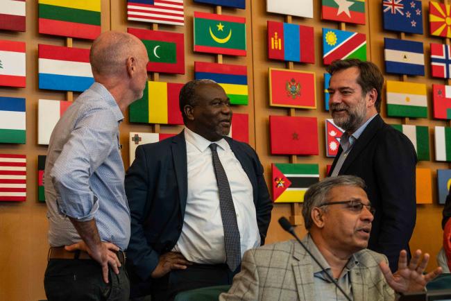 Working Group Co-Chair Michael Ryan; ITPGRFA Secretary Kent Nnadozie; and Álvaro Toledo, ITPGRFA Secretariat - ITPGRFA_OEWG13_1april2025-photo