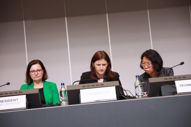 From L-R: Basel Convention COP17 President Anita Sowińska; Marylene Beau, BRS Conventions Secretariat; and Melisa Lim, BRS Conventions Secretariat
