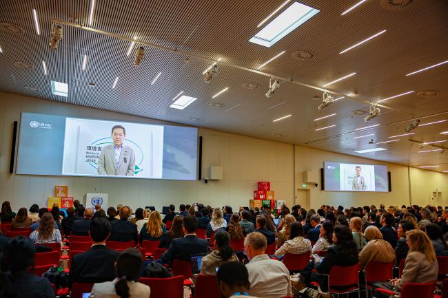 Keiichiro Asao, Minister of the Environment, Japan, delivering his stamement through video
