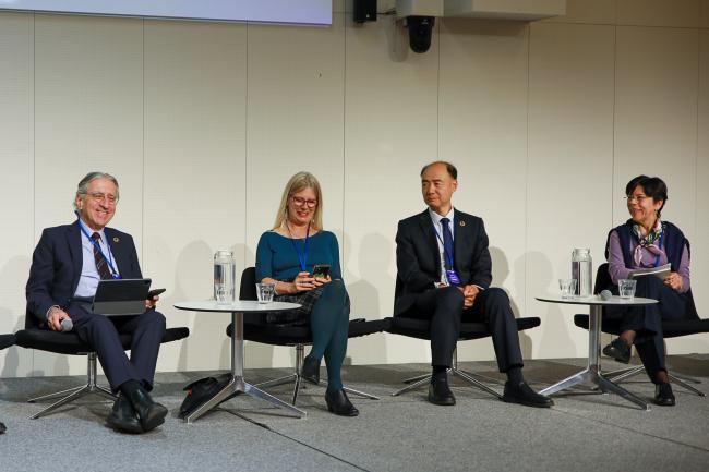 From L-R: Luis Gomez Echeverri, Emeritus Research Scholar, International Institute for Applied Systems Analysis (IIASA); Diana Ürge-Vorsatz, Vice-Chair, IPCC, and Director, Center for Climate Change and Sustainable Energy Policy (3CSEP); Ma Jun, Director, Institute of Public and Environmental Affairs (IPE), China; and Mercedes Bustamante, Professor, University of Brasilia, Brazil