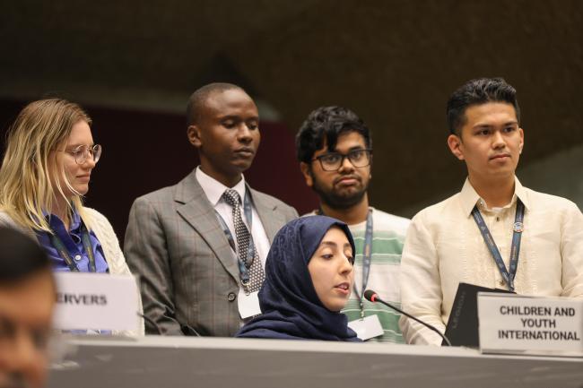 Children and Youth International delivering their statement