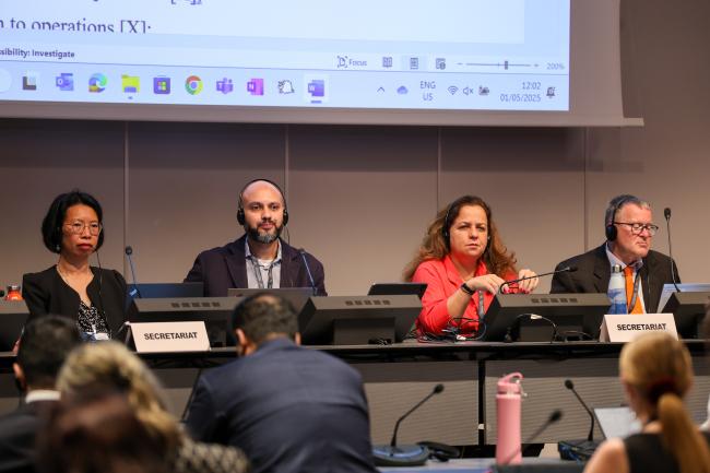 View of the dais during a Contact Group on Basel Convention legal matters