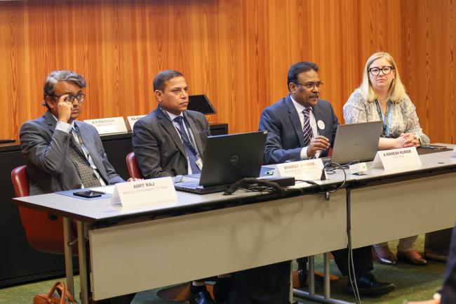 From L-R: Amit Raj, Minister for Environment, Forest and Climate Change, India; Bharat Sharma, Central Pollution Control Board, Delhi, India; Ramesh Kumar, Stockholm Convention Regional Centre, India; and Mihaela Claudia Paun, UNEP