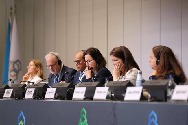 View of the dais during the morning plenary